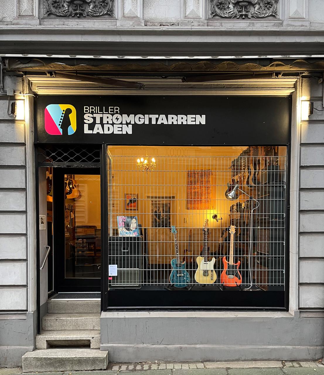 Bild vom schaufenster des Briller Stromgitarrenladen